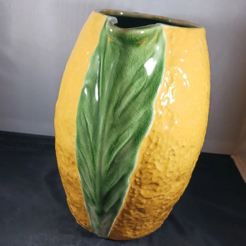 Antique Majolica Style Ceramic Lemonade Pitcher